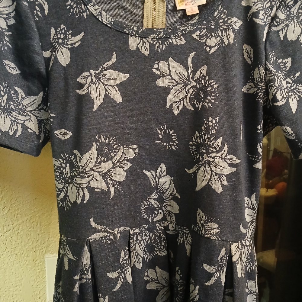 LuLaRoe Blue Floral Midi A-Line Dress With Pockets - Picture 4 of 5